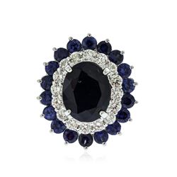 14KT White Gold 8.00 ctw Sapphire and Diamond Ring