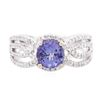 Image 1 : 14KT White Gold 1.50 ctw Tanzanite and Diamond Ring
