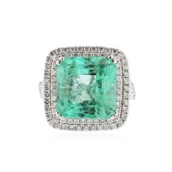 18KT White Gold 9.78 ctw Emerald and Diamond Ring