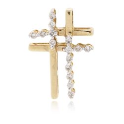 14KT Yellow Gold 0.25 ctw Diamond Cross Pendant