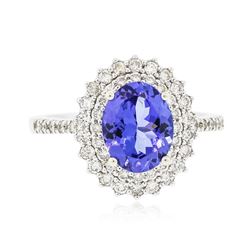 14KT White Gold 1.92 ctw Tanzanite and Diamond Ring