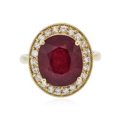 14KT Yellow Gold 6.97 ctw Ruby and Diamond Ring