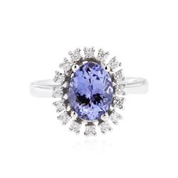 14KT White Gold 2.16 ctw Tanzanite and Diamond Ring