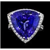 Image 1 : 14KT White Gold GIA Certified 22.37 ctw Tanzanite and Diamond Ring
