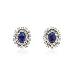 14KT White Gold 1.04 ctw Sapphire and Diamond Earrings