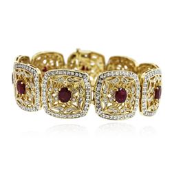 14KT Yellow Gold 10.12 ctw Ruby and Diamond Bracelet