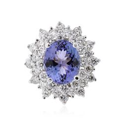 14KT White Gold 5.05 ctw Tanzanite and Diamond Ring