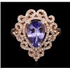 Image 1 : 14KT Rose Gold 1.79 ctw Tanzanite and Diamond Ring