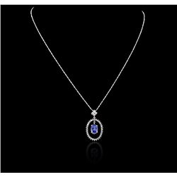 14KT White Gold 2.16 ctw Tanzanite and Diamond Pendant With Chain