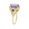 Image 3 : 14KT Yellow Gold 4.01 ctw Tanzanite, Sapphire and Diamond Ring
