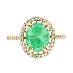 14KT Yellow Gold 2.97 ctw Emerald and Diamond Ring