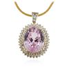 Image 2 : 14KT Yellow Gold GIA Certified 59.31 ctw Kunzite and Diamond Pendant With Chain