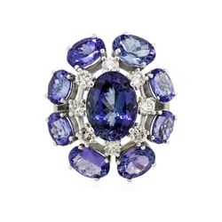 14KT White Gold 18.66 ctw Tanzanite Diamond Ring