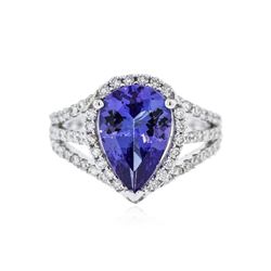 18KT White Gold 3.62 ctw Tanzanite and Diamond Ring