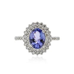 14KT White Gold 1.61 ctw Tanzanite and Diamond Ring