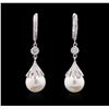 Image 1 : 14KT White Gold Pearl and Diamond Earrings