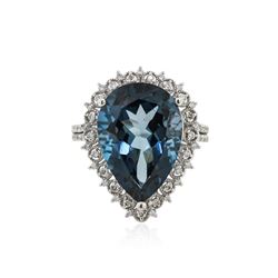 14KT White Gold 13.10 ctw Topaz and Diamond Ring