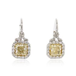 Platinum EGL USA Certified 5.00 ctw Fancy Yellow Diamond Earrings