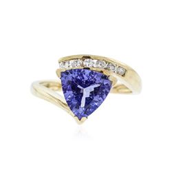 14KT Yellow Gold 2.12 ctw Tanzanite and Diamond Ring