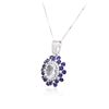 Image 3 : 14KT White Gold 3.24 ctw Aquamarine, Sapphire and Diamond Pendant With Chain