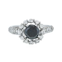 14KT White Gold 1.75 ctw Black Diamond Ring