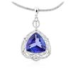 Image 2 : 14KT White Gold 11.31 ctw GIA Certified Tanzanite and Diamond Pendant With Chain