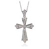 Image 1 : 14KT White Gold 1.50 ctw Diamond Cross Pendant With Chain