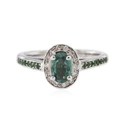 14KT White Gold 0.79 ctw Alexandrite, Tsavorite and Diamond Ring