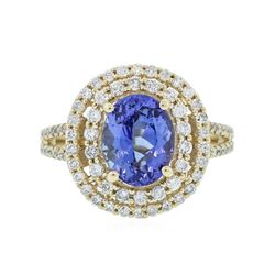 14KT Yellow Gold 2.47 ctw Tanzanite and Diamond Ring