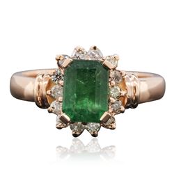 14KT Rose Gold 1.51 ctw Emerald and Diamond Ring