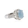 Image 2 : 14KT White Gold 4.59 ctw Chrysoprase and Diamond Ring