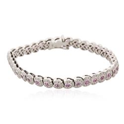 18KT White Gold 2.62 ctw Pink Sapphire and Diamond Bracelet