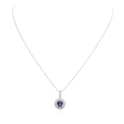 14KT White Gold 1.49 ctw Tanzanite and Diamond Pendant With Chain