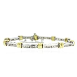 18KT Two Tone Gold 1.85 ctw Diamond Tennis Bracelet