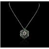 Image 1 : 14KT White Gold 12.24 ctw Chrysoberyl and Diamond Pendant With Chain