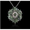 Image 2 : 14KT White Gold 12.24 ctw Chrysoberyl and Diamond Pendant With Chain
