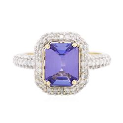 14KT Two-Tone Gold 2.87 ctw Tanzanite and Diamond Ring