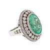 Image 2 : 18KT White Gold 13.35 ctw Emerald and Diamond Ring