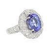 Image 2 : 18KT White Gold 4.86 ctw Tanzanite and Diamond Ring