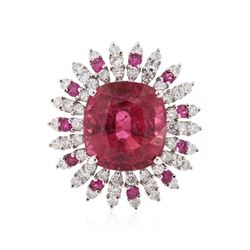 18KT White Gold 17.06 ctw Pink Tourmaline, Ruby and Diamond Ring