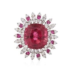 18KT White Gold 17.06 ctw Pink Tourmaline, Ruby and Diamond Ring