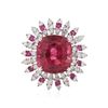 Image 1 : 18KT White Gold 17.06 ctw Pink Tourmaline, Ruby and Diamond Ring