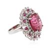 Image 2 : 18KT White Gold 17.06 ctw Pink Tourmaline, Ruby and Diamond Ring