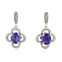 14KT White Gold 3.70 ctw Tanzanite and Diamond Earrings