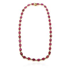 14KT Yellow Gold 52.70 ctw Ruby and Diamond Necklace