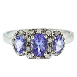 14KT White Gold 0.99 ctw Tanzanite and Tanzanite Ring