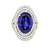 Image 1 : 18KT White Gold GIA Certified 15.73 ctw Tanzanite and Diamond Ring