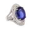 Image 2 : 18KT White Gold GIA Certified 15.73 ctw Tanzanite and Diamond Ring