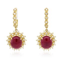 14KT Yellow Gold 12.13 ctw Ruby and Diamond Earrings