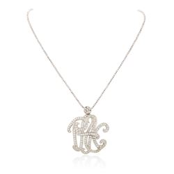 14KT White Gold 4.50 ctw Diamond Monogram Pendant With Chain